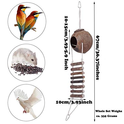 Coconut Shell Bird Nest Natuurlijke Kokosnoot Vogelnest Bird Nest With Ladder Bird Coconut House Swing Nest For Parrot… - Afbeelding 4