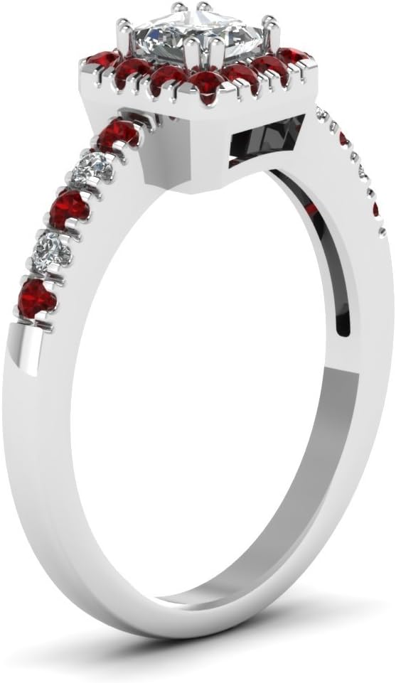 Choose Your Gemstone Petite Plaza Ring Sterling Silver Princess Shape Halo Engagement Rings Gemstone Wedding Promise Gift Casual Wear Party Wear Daily Wear Office Wear US Size 4 to 12
