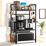 Unique Impression Ausziehbares 3-stöckiges Mikrowellenregal – 2 Regale, Mikrowellenständer für die Küchentheke – Gestell für Heißluftfritteuse, Toaster und Kaffeemaschine