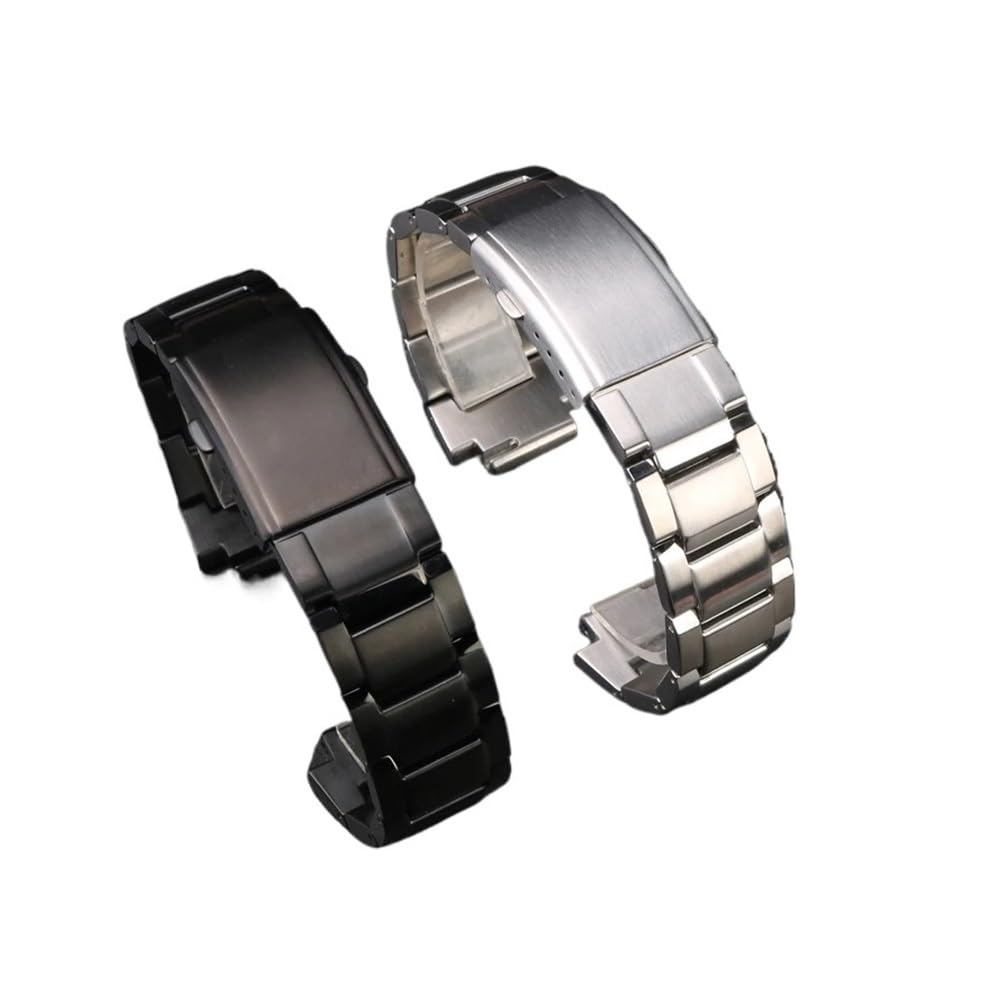 Ajuste de liberación rápida for Casio Fit for G-SHOCK GST-B200 Correa reloj acero inoxidable Hebilla plegable Pulsera metal for hombres Boca convexa 24x16 mm