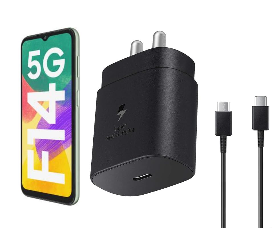Image of 25W Type C Charger for Samsung Galaxy F14 5G | USB C to C Port Super Fast Charging Adapter for Galaxy Tab S9 Ultra /S9 Fe /S9 plus /S9 /A9 /A9 Plus /S8, 25 w Quick Mobile Phone Adaptor USB-C Device, Black