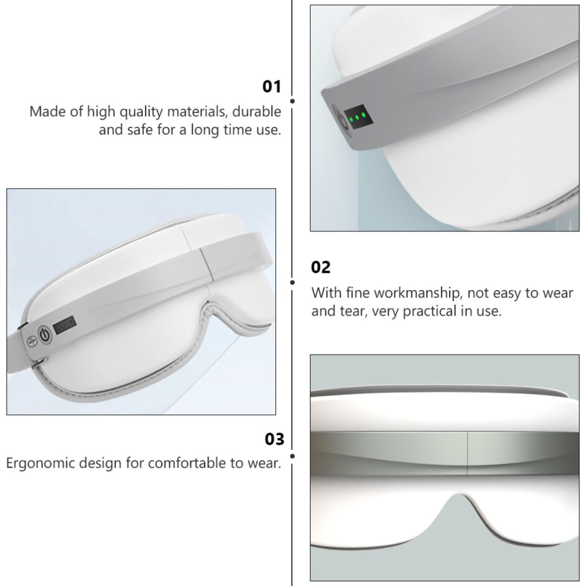 Masajeador de Ojos USB Blanco ABS para Aliviar Fatiga Ocular