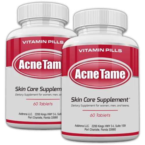 Acne Tame 2 Pack- Clear Skin Supplements Pill- Tablets for Oily Skin Treatment, Spots, Blemishes, & Sebum Control for Women, Men, & Teens