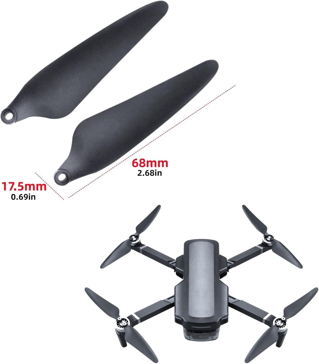 ZYGY 16PCS Propeller for HS360S Aerial Quadcopter RC Drone Blade Parts, Black - Image 2