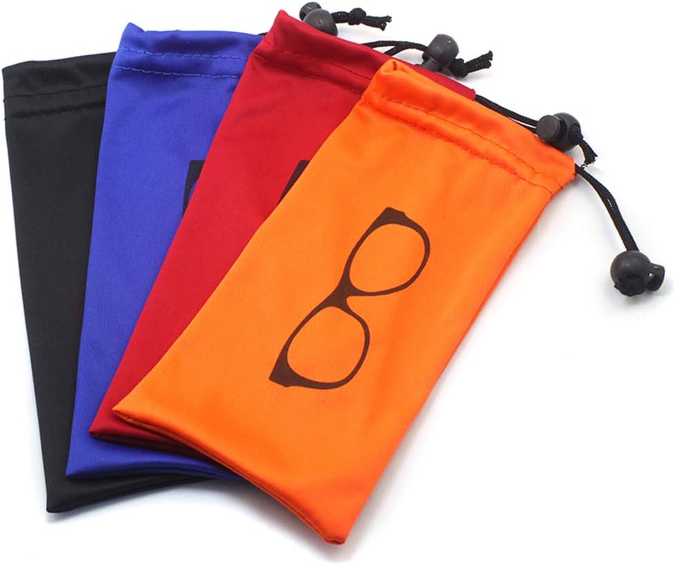 Global Glasses4 Pack Sunglasses Pouch Soft glasses bag with Drawstring Closure Carry Pouch Storage Case Bag For Sunglasses, Eyeglasses