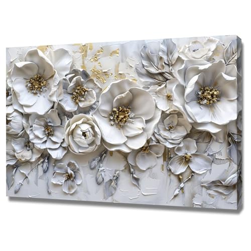 Affiche art abstrait floral blanc encadrée pour sublimer un mur vide