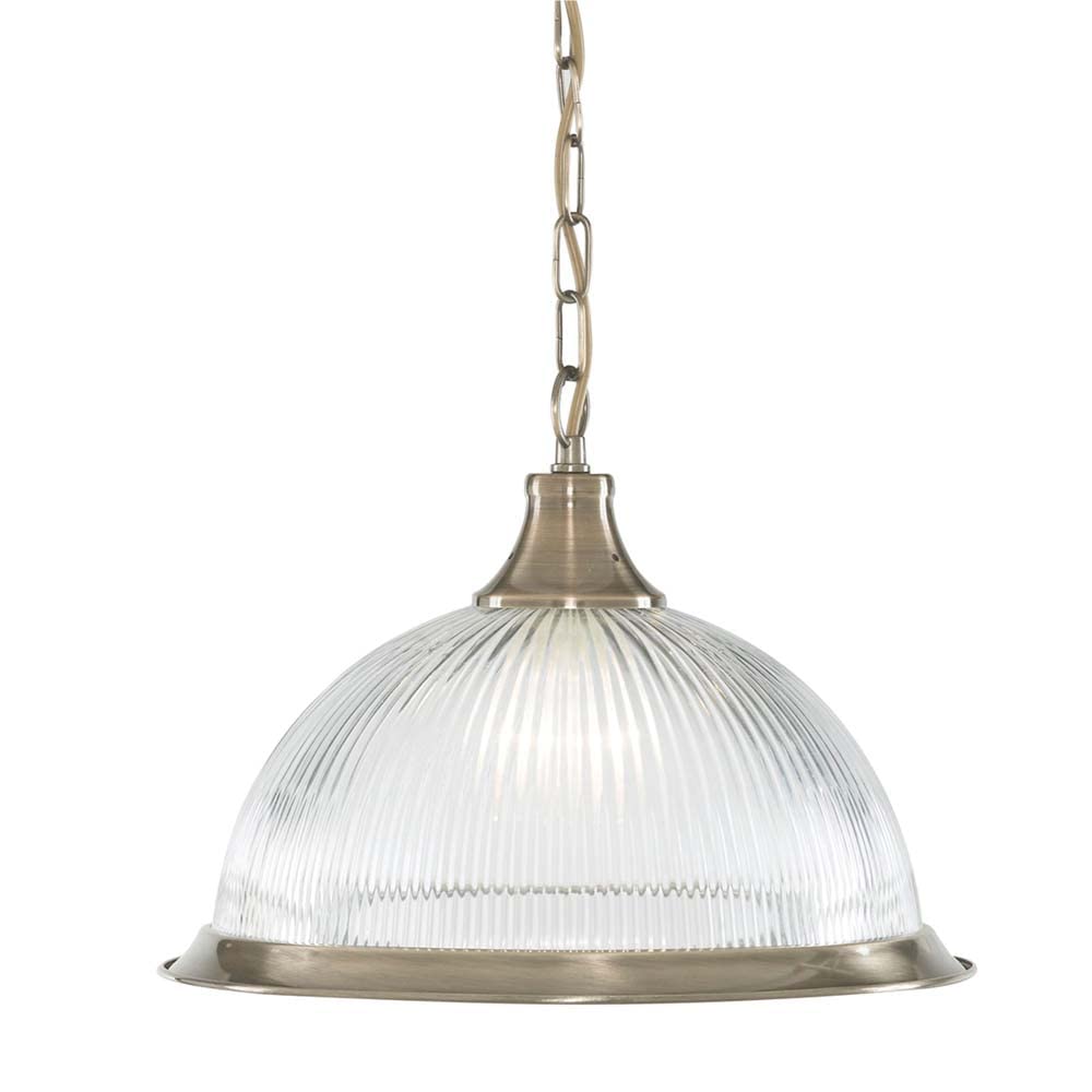 Searchlight Lighting Antique Brass American Diner Single Pendant Glass Finish. 60 Watt Bulb
