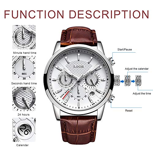 Image of LIGE Fashion Mans Wristwatch Date Luminous Dress Watch for Man Stylish Waterproof Quartz Wrist Watch Stylish Leather Watches for Men