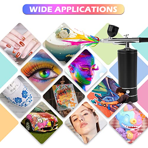 Miniatura 7 de Kit De Aerógrafo Con Compresor, Pistola De Cepillo De Aire Recargable Portátil De Alta Presión Cepillos De Aire Con Boquilla De 0,3mm Para Pintura, Uñas, Maquillaje, Arte Negro