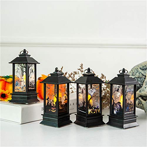 Preisvergleich Produktbild Halloween LED Nachtlicht, Kürbis Licht Hexenlicht Tragbare Kleine Öllampe, LED Kürbislichter Dekoration, Halloween Laterne Retro LED Licht Vintage Laterne, LED Laternen Lights Kürbis Licht (C)