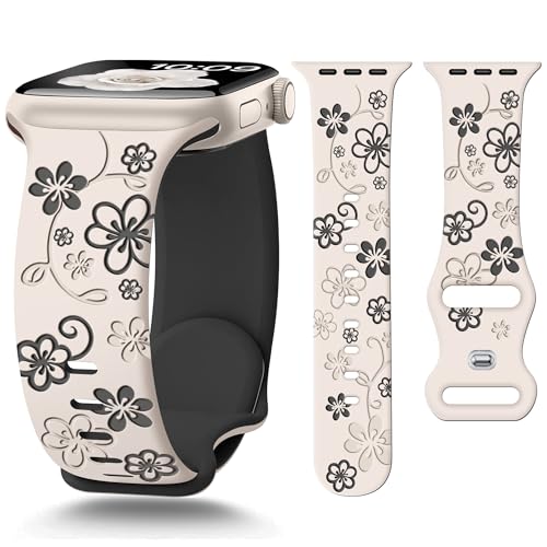Bracelet Apple Watch anti-irritation en silicone souple et fleuri pour le confort des femmes
