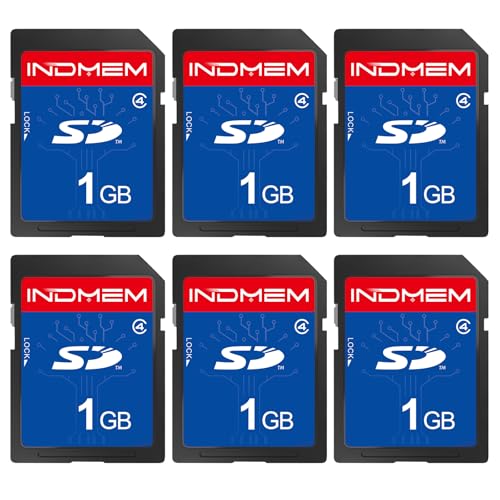 INDMEM SD Card 1GB 6 Packs Class 4 1GB Flash Memory Card MLC Standard Secure Digital Cards Camera Card