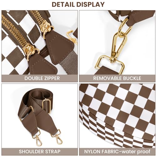 hibear Checkered Crossbody Bag Spacious Bum Bags for Women Nylon Crossbody Fanny Packs Checkered Purse Belt Wallet — view 6