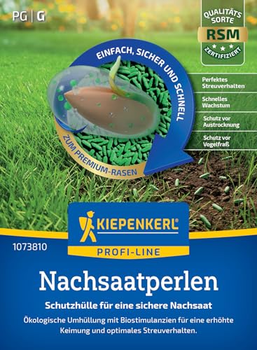 Kiepenkerl Rasen-Nachsaatperlen 1073810 - Rasensamen schnellkeimend - Regeneration von Rasenschäden - Inhalt reicht für 1-2 m² - Saatgut, Rasensamen