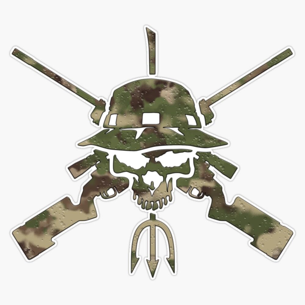 Sniper Rifle Skull Window Bumper Sticker Decal 5"