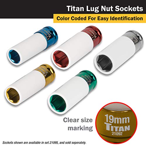 Titan 21092 1/2-Inch Drive X 19Mm Non-Marring Impact Deep Lug Nut Socket #TOP3