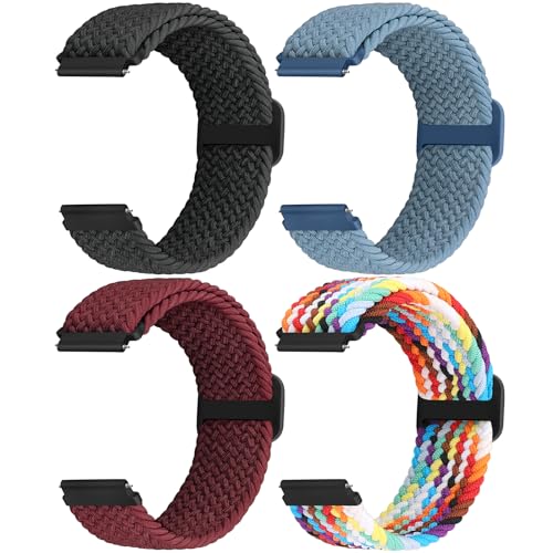 22mm Braided Solo Loop Band Quick Release Compatible with Samsung Galaxy Watch 3 45mm/Galaxy Watch 46mm/Gear S3 Frontier/Classic/Garmin Venu 3/Venu 2/Vivoactive 4/Fossil Gen 6 44mm Bands Women Men