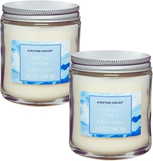 2-Pack Fresh Linen Single Wick Candle, 6.5 oz Each – Long Lasting Clean ...