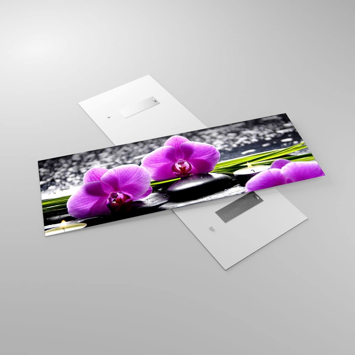Vidrios decorativos Orquídea naturaleza Agua flor Cuadro Sobre Vidrio Moderno 140x50cm Decoracion Salon Cocina Cuadros Pared Impresiones Grande XXL Impresión en Cristal Wall Art Prints GAB140x50-2658