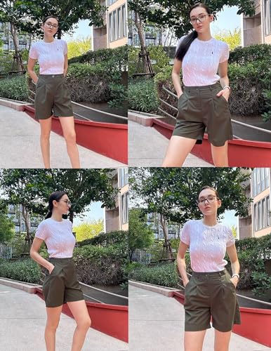 Best Flowy Shorts for Women Casual Style for Over 50: Look Breezy, Feel Confident All Season 7 HOTOUCH Shorts for Women Summer Bermuda Shorts Dressy High Waisted Business Casual Outfits Green