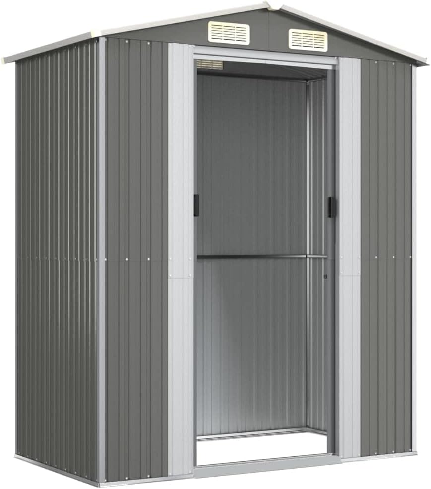 Garden Shed Light Gray 75.6""x42.5""x87.8"" Galvanized Steel,HeavyDuty Galvanized Steel Garden Shed for Outdoor Tool and Equipment Storage Storage & Home Organization, Outdoor Storage