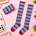 Sdfvsdg 2 Pairs Kids Striped Knee High Socks Novelty Striped Socks Athletic Thin Tube Socks for Boy Girl