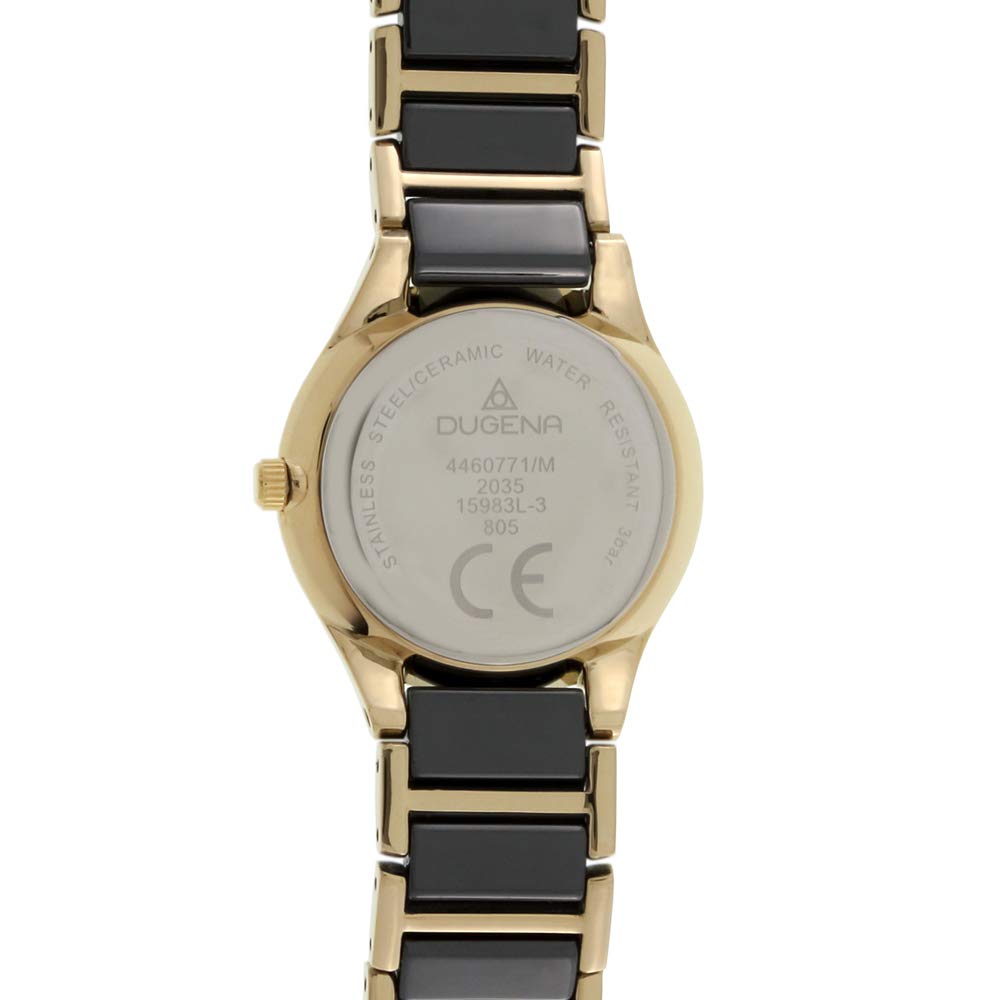 Dugena Damski zegarek na rękę Amica Ceramica ceramika 29 mm czarny/złoty