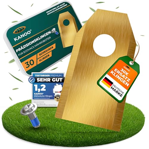 kanoo 30x Ersatzklingen für Ecovacs Goat G1, G1-800, G1-1000, G1-2000 – Edelstahl Ersatzmesser Messer inkl. Schrauben – Scharf, rostfrei, langlebig, leise - Klingen für Ecovacs