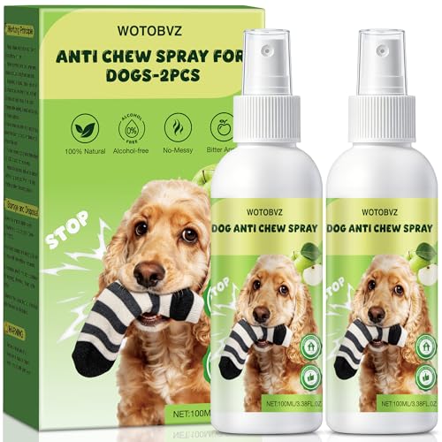Anti Chew Spray for Dogs 2Pcs Natural Pet Training Repellent Spray Suitable for Behavior Training Stops Destructive Chewing Licking of Bandages Furniture Indoor & Outdoor Use(Bitter Apple Scent)