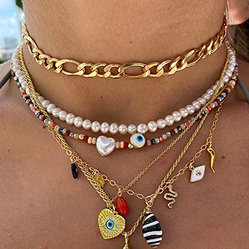 Pearl Necklace Choker Handpicked 7Mm Baroque Pearls Handmade Strand Chain Dainty Y2K Style Necklace Mother's Day Birthday Gifts For Women Girls Mom #TOP1