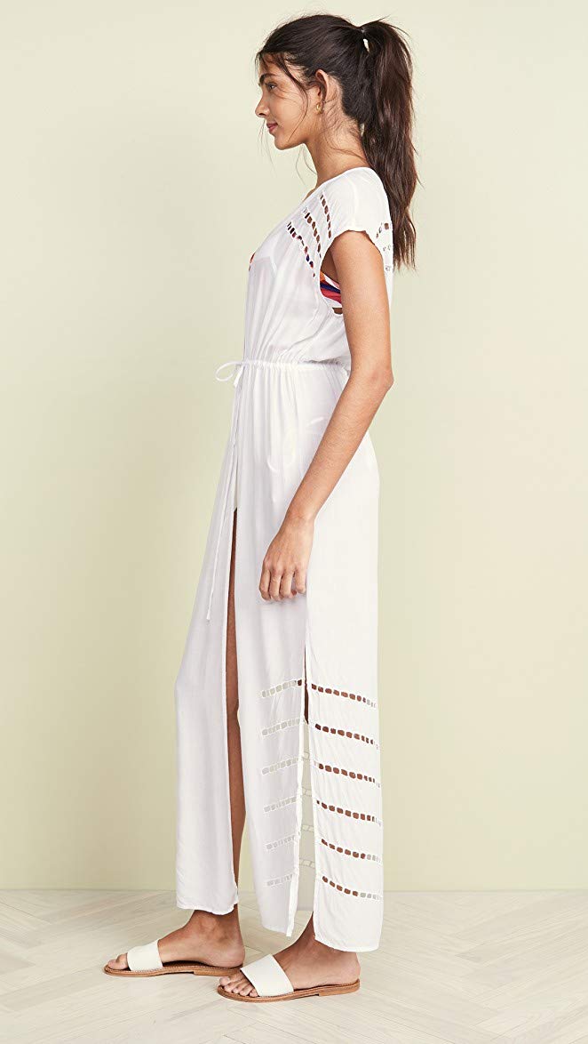 Kimonos para cubrir traje de baño para mujer, estampado geométrico de pájaros, manga 3/4, kimono suelto con frente abierto