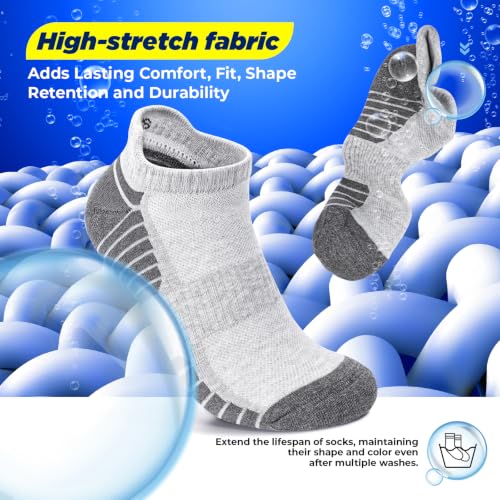 Image of TANSTC Athletic Running Ankle Socks,6Pairs Cushioned Low Cut Anti-Blister Tab Sports Sock Men Women