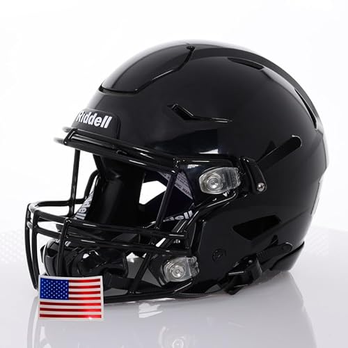 Green Gridiron Riddell Speedflex Adult W/Black Sf-2Bd Facemask + Chrome Us Helmet Flag Decal thumb #2