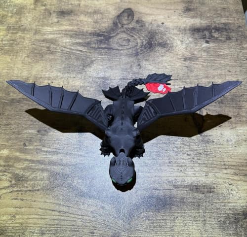 Image of Flexible Toothless Dragon 3D Printed Night Fury | Comaptible with How to Train Your Dragon Toys, Dragon Action Figure, Mini Figures, Dragon Toy for Fans & Collectors (Black)