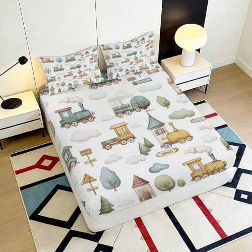 Drap housse train 160x200x25cm en microfibre imprimée 3D - 6