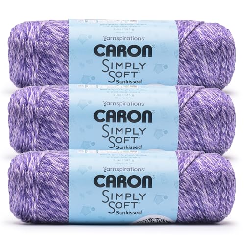 Image of Caron Simply Soft Sunkissed Grape Tonal Yarn - 3 Pack of 141g /5oz - 100% Acrylic - #4 Worsted (Medium) - 248 Yards - Knitting /Crochet