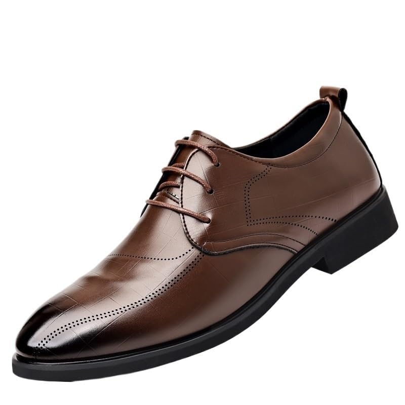 Patent Leather Dress Shoes Men Oxfords Pointed Toe Classic Lace Up Brogue Formal Tuxedo Business Comfortable Fashion Elegant
