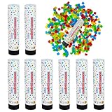 Juego de 8 cañones de confeti de 20 cm – también aptos para niños – Tirador de fiesta – Confeti colorido, dorado o plateado – para fiestas de cumpleaños infantiles, bodas, Año Nuevo, Aniversario