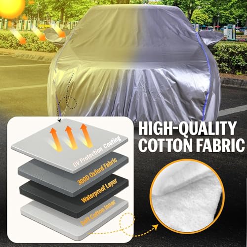 Image of Autofact 100% Waterproof Car Body Cover for Victoris | Dustproof UV & Sun Protection Windproof with Straps & Buckles, Triple Stitched with Soft Cotton Lining, Mirror Pockets & Heat-Resistant Fabric