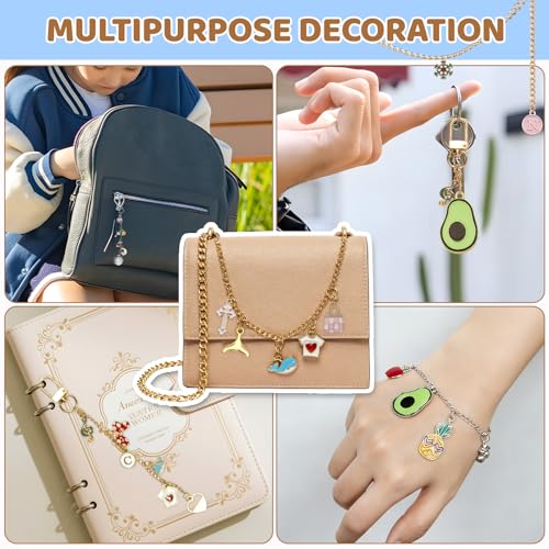 Image of Grnheat 700 Pcs Charms Lip Gloss Keychain Making Kit - DIY Craft with Charms - Key Chain Hooks, Jump Rings, Lobster Clasps, Chains & Tools, Bag Charm Kit - Keychains Make Supplies