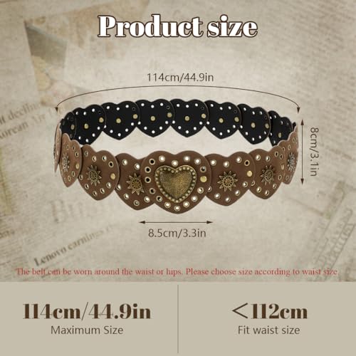 Image of SANNIDHI Women Leather Belt Dresses Stylish Vintage Boho Waist Belt Western Punk Cow Metal Buckle Belts Y2K Accessories Belt Jeans, Dresses, Skirts, Black