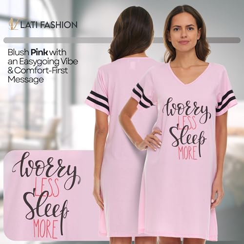 Lati Fashion 3 Pack Nightgowns For Women Soft Cotton Short Sleeve Sleepshirt Casual Sleepwear Nightdress Size S-3X3