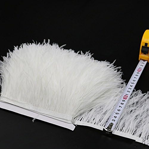 FQTANJU 2 Yards Soft & Natural Ostrich Feathers Fringe Trims Ribbon Used for Dress, Sewing, Craft Clothing, Lighting Decoration, Clothing DIY, etc. (Cream Color)