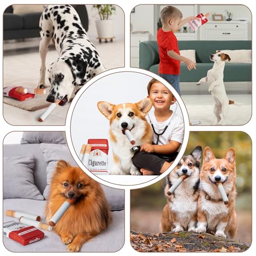Nocciola 3er-Pack Quietsch-Puff-Stick-Spielzeuge mit Box, lustiges interaktives Plüsch-Hundespielzeug, Pitbull, Husky, Frenchie, Mops, gefülltes Welpenspielzeug für kleine bis mittelgroße Rassen