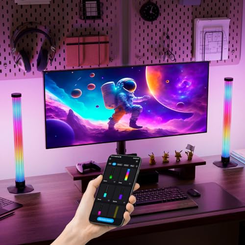 Image of MIHEAL 360 RGB Light Bars LED TV Backlight with DIY Music Sync Modes Smart Bluetooth Control, 8 Scene Modes Color Light Bar for Room Decoration, Gaming, PC, TV