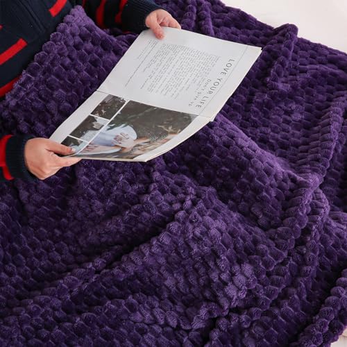 Puncuntex Überwurfdecke, 127,7 x 152,4 cm, flauschig, 3D-Jacquard, dekorativ, Flanell-Fleece, superweich, kuschelige Plüschdecke für Couch… – Ansicht 6