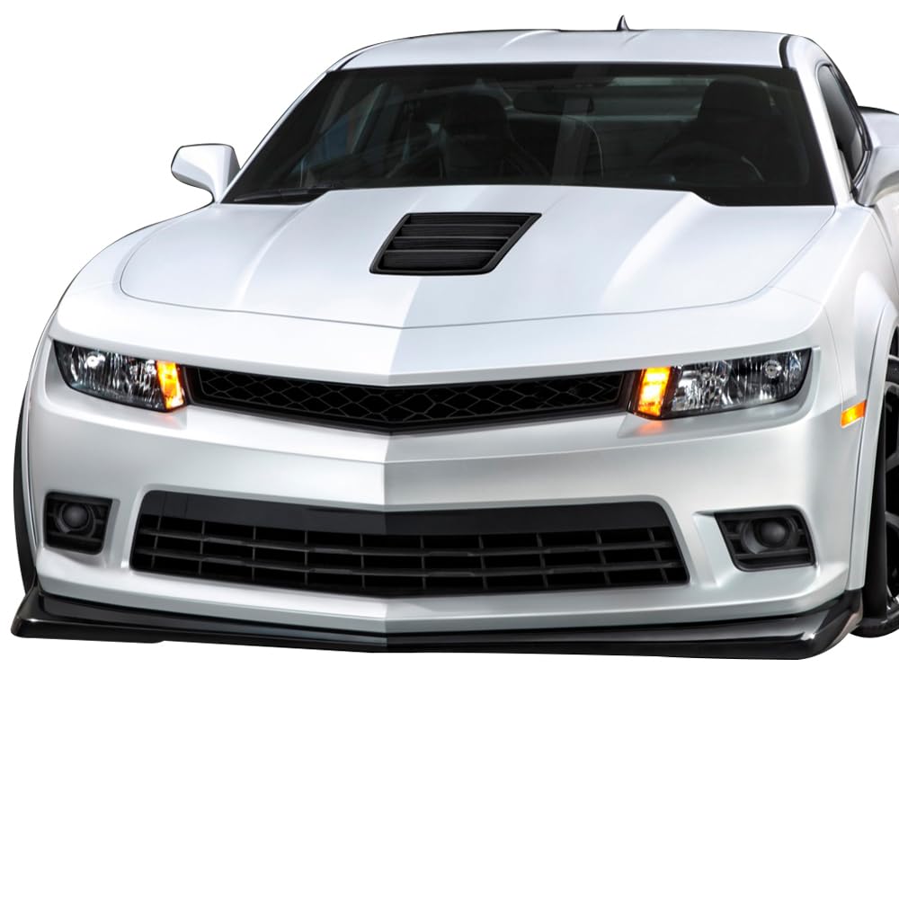 Fit 2014-2015 Chevy Camaro Except ZL1 Model Front Bumper Cover | IKON MOTORSPORTS Factory Style Black PP Z28 Spring Edition Front Lip Spoiler Diffuser product thumbnail 3