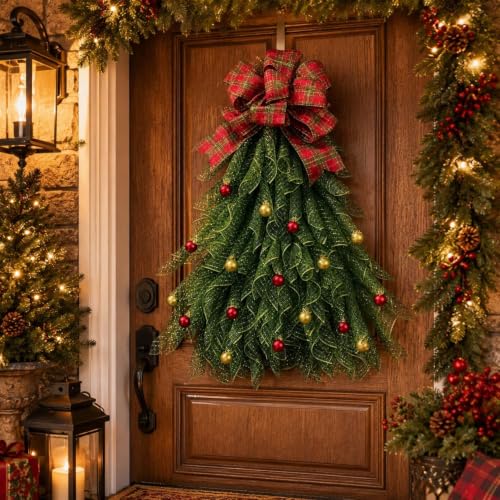 Christmas Wreath with Light Ball Bow Decor Wreath for Front Door - image 5