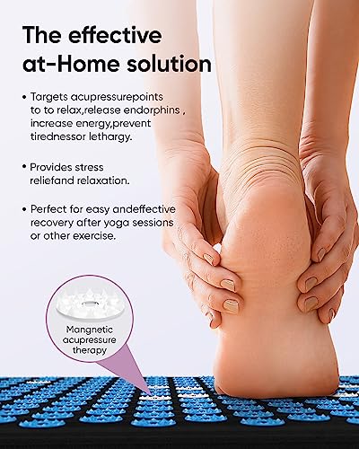 Massage Acupuncture Mat And Pillow Set,Back Acupressure Mat For Sciatica Pain Relief (Blue) #TOP4