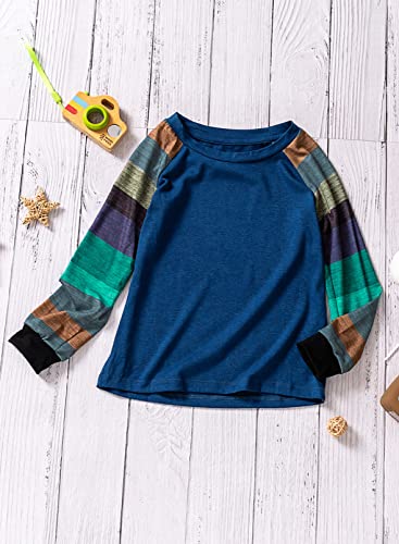 Image of SELINK Girls Big Kids Long Sleeve Striped Color Block Pocket Tees | Casual Loose Fit With Side Pockets,Soft Stretch Polyester Blend For Big Girls Daily&Back To School Wear